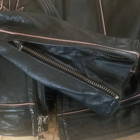 Women’s Harley Davidson Leather Jacket Pink Rose, petite Small EUC​​​​​​​​ - Picture 9 of 10